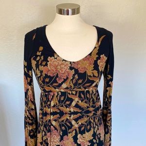 Free People Garden Floral Print Maxi Dress Long Sleeve Small